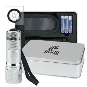 Gifts Ideas - Promos4sale.com - Promotional Products, Promotional Items -  	 FA60 	  	     Super torch gift pack with flashlight, batteries and pouch in tin gift box.